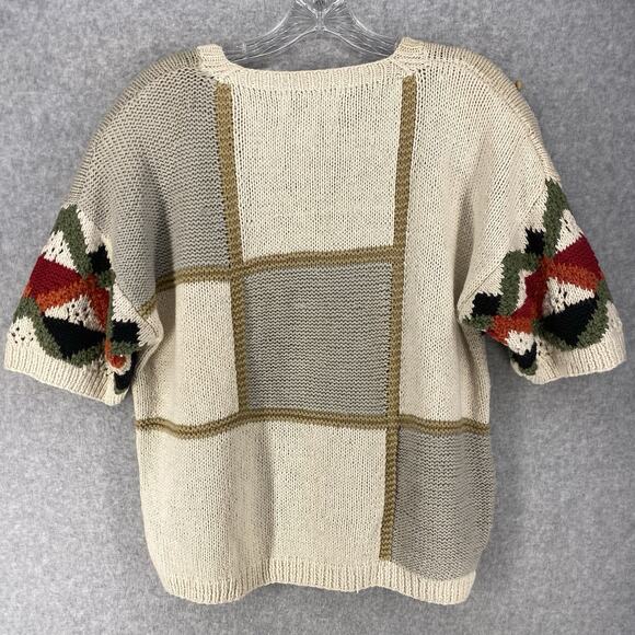 🤍 Knitting Needles Womens M Cream Alpaca Design Sweater Vintage 🤍 - Picture 2 of 10